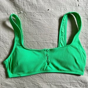AERIE Lime Green Textured Swim Top w. Removable Pads